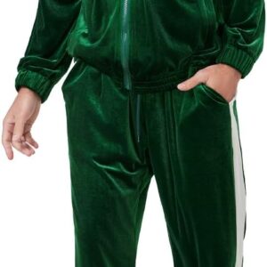 Mens Tracksuit 2 Piece Velour Sweatsuit for Men Casual Full Zip Jogging Suit Jacket…