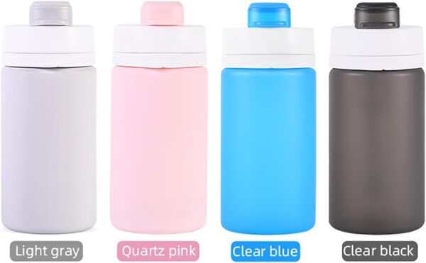 Collapsible Water Bottles 19oz with Spout & Carabiner, Odorless BPA-Free Silicone,…