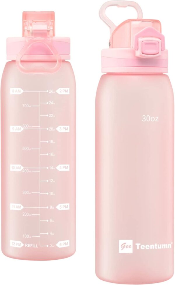 30oz Water Bottle with Time Markers and Filter, BPA Free Large Durable Portable…