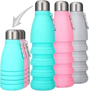 Travel Revealer Collapsible Water Bottles kids 18.5 oz Reusable LeakProof Silicone…