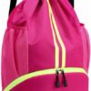 Drawstring Backpack, Waterproof Sports Gym Bag with Shoe Compartment and...
