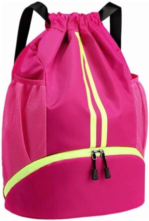 Drawstring Backpack, Waterproof Sports Gym Bag with Shoe Compartment and…