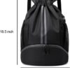 Black Drawstring Gym Bag for Men, Waterproof Drawstring Backpack for Women,…