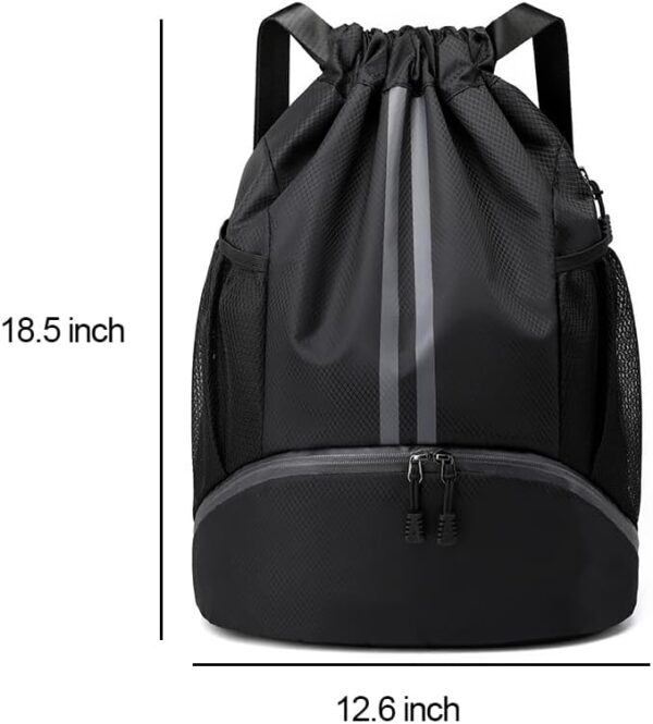 Black Drawstring Gym Bag for Men, Waterproof Drawstring Backpack for Women,…