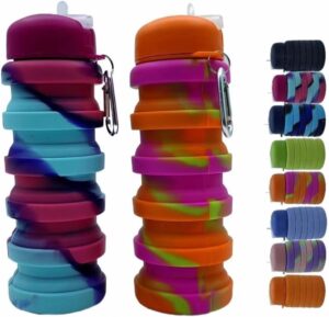 Collapsible Water Bottles 2 Pack 16oz(about 500ml), Travel Portable Sport Water…