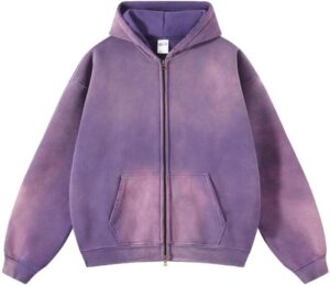 Mens Oversized Hoodies Streetwear Unisex Vintage Hoodies Zip Up Acid Wash Sweatshirt…