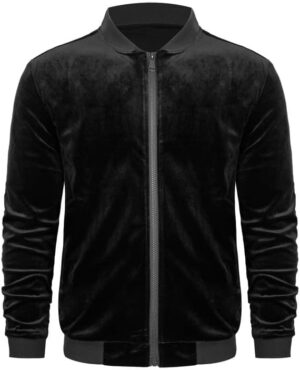 Mens Faux Suede Bomber Jacket Varsity Jacket Windbreaker Vintage Casual Lightweight…