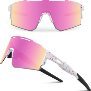 Ukoly Cycling Sunglasses for Men Women with 3 Interchangeable Lenses, Polarized Sports…