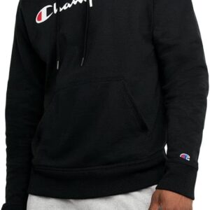 Champion Men’s Powerblend Fleece Hoodie Sweatshirt with Script Logo (Regular and Big &…