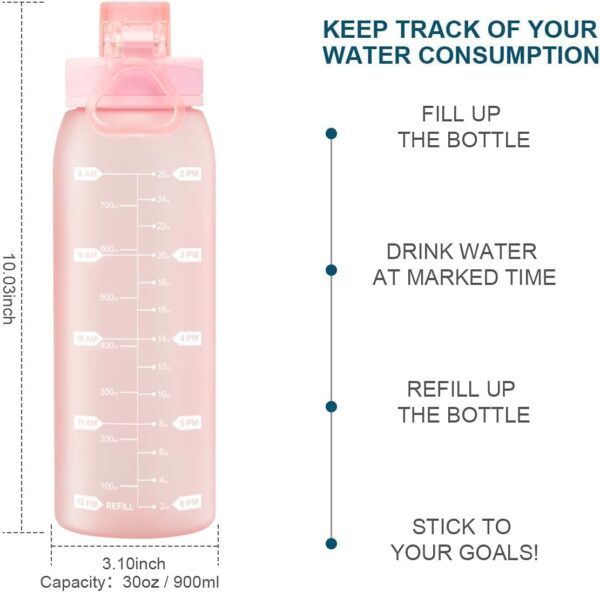 30oz Water Bottle with Time Markers and Filter, BPA Free Large Durable Portable…