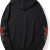 WDIRARA Men’s Floral Graphic Print Drawstring Pocket Hoodie Sweatshirt