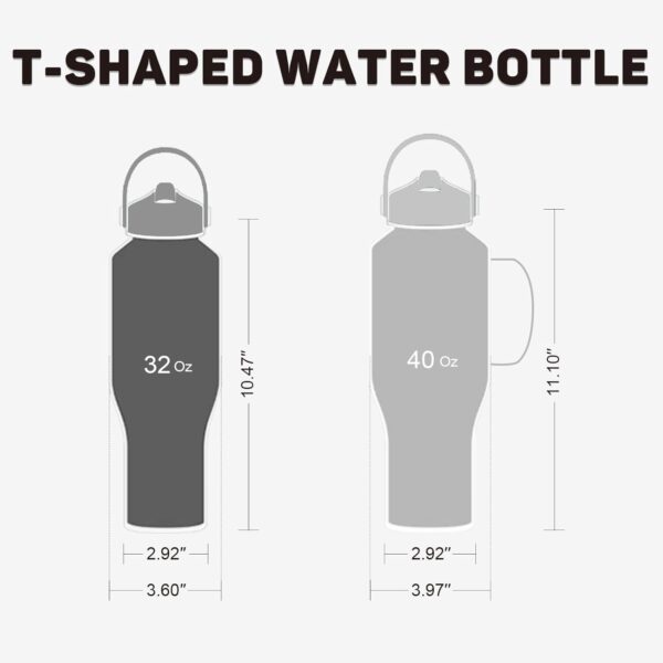 Insulated Water Bottle 32oz with Straw/Spout Lids, Stainless Steel Water Bottles Keep…