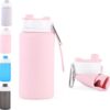 Collapsible Water Bottles 19oz with Spout & Carabiner, Odorless BPA-Free Silicone,...