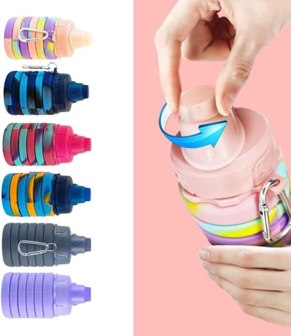 Collapsible Water Bottles 500 ml with silicone collapsible cup 200 ml.Travel Water…