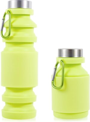 Collapsible Water Bottles Cups – 550ml Reusable BPA Free Silicone Foldable Travel…