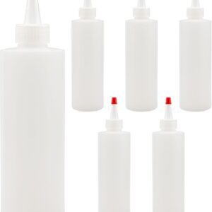 Cornucopia Brands 8oz HDPE Plastic Squeeze Bottles w/Yorker Tips (6-Pack), Empty…
