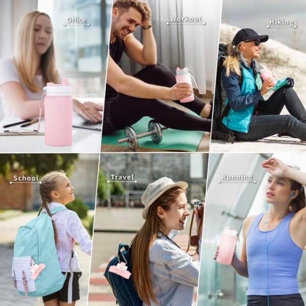 Collapsible Water Bottles 19oz with Spout & Carabiner, Odorless BPA-Free Silicone,…
