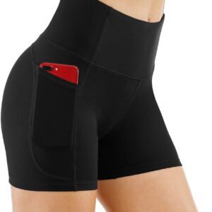 THE GYM PEOPLE Women’s High Waist Workout Shorts Breathable Dolphin Split Elastic…