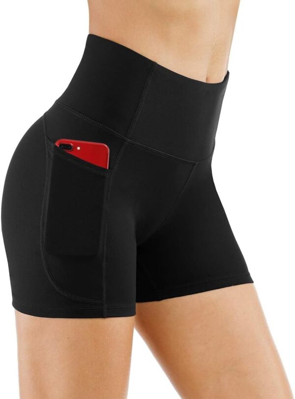 THE GYM PEOPLE Women’s High Waist Workout Shorts Breathable Dolphin Split Elastic…