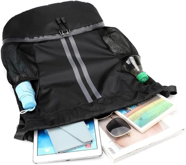Black Drawstring Gym Bag for Men, Waterproof Drawstring Backpack for Women,…
