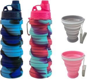 Collapsible Water Bottles 500 ml with silicone collapsible cup 200 ml.Travel Water…