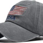 Washed American Flag Baseball Cap Retro Adjustable Sun Dad Gift Hats for Men Women...