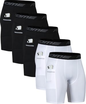 5 or 1 Pack Compression Shorts Men Spandex Sport Shorts Athletic Workout Running…