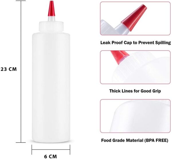 16oz Squeeze Bottles with Red Cap-Pack of 2 Wide Mouth, Leak Proof Refillable…
