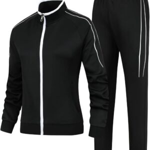 Women’s 2 Pieces Athletic Tracksuit Full-Zip Workout Sweatsuit with Active Jackets and…