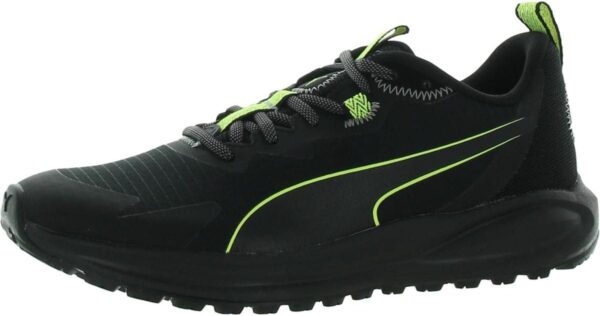 PUMA Men’s Twitch Runner Trail Sneaker, Black-Lime Squeeze