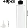 40 PCS 2 oz Plastic Squeeze Bottles, Round Dispensing Bottles with Twist Top Cap for…