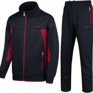 Men’s Casual Athletic Tracksuit Long Sleeve Sweatsuit Set Full Zip Running Jacket and…