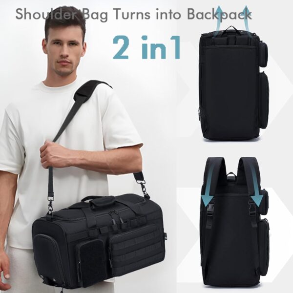 BAGZY 3 In 1 Tactical Military Travel Duffle Bag 40L with Shoe Compartment…