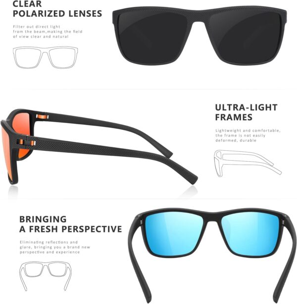 Square Polarized Sunglasses for Men and Women Lightweight Frame Sun Glasses with UV…