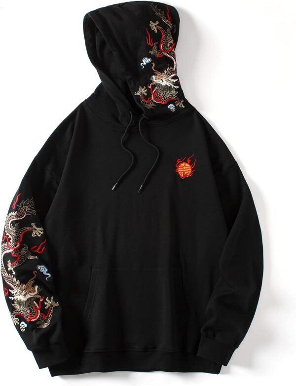 Niepce Inc Streetwear Men’s Dragon Embroidered Heavyweight Graphic Hoodies