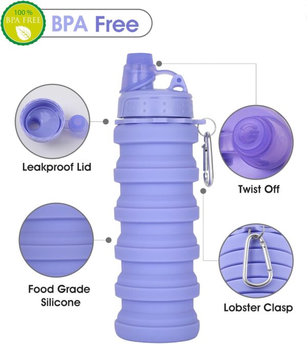 Collapsible Water Bottle for Adults, Boys, Students, Kids, Reusable Silicone Foldable…