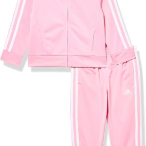 adidas Little Girl’s Zip Front Classic Tricot Jacket and Joggers Set