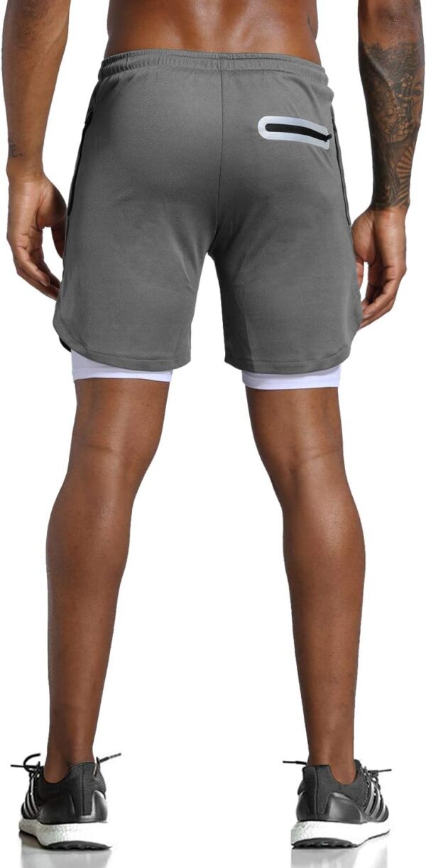 Leidowei Men’s 2 in 1 Workout Running Shorts Lightweight Training Yoga Gym 7″ Short…