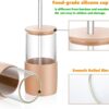 Sunseeke Glass Tumbler with Straw and Lid, 16oz Ice Coffee Cup, Silicone Sleeve…