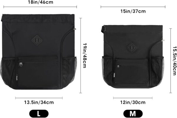 WANDF Drawstring Backpack Sports Gym Bag with Shoes Compartment,…