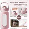 64 Oz Glass Water Bottles with Straw Lid and Handle, Half Gallon Water Bottle Glass…
