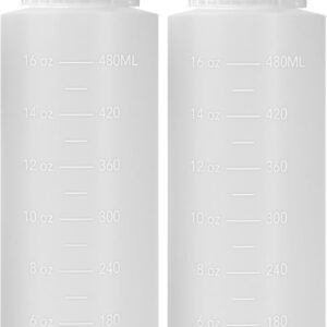 2-pack Plastic Squeeze Bottles for Sauces – 16oz Condiment Squeeze Bottles for Liquids…