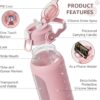 64 Oz Glass Water Bottles with Straw Lid and Handle, Half Gallon Water Bottle Glass…