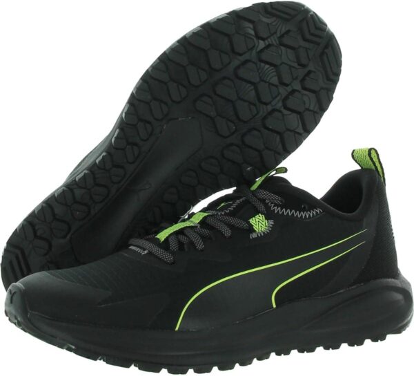 PUMA Men’s Twitch Runner Trail Sneaker, Black-Lime Squeeze