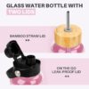 PROBTTL Glass Water Bottles 32 oz, 1 Liter Glass Tumbler, Borosilicate Water Bottle…