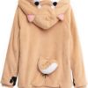 CORIRESHA Cute Coral Velvet Long Sleeve Shiba Inu Dog Embroidery Home Wear Hoodie for...