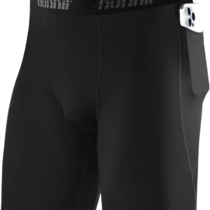 Runhit Men’s Compression Shorts with Pockets  9″ Performance Athletic Shorts for…