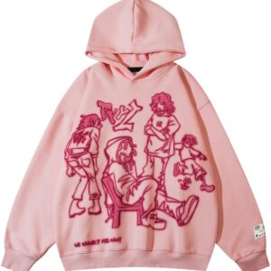 Aelfric Eden Mens Graphic Oversized Hoodie Cartoon Character Print Streetwear Casual…