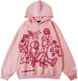 Aelfric Eden Mens Graphic Oversized Hoodie Cartoon Character Print Streetwear Casual…