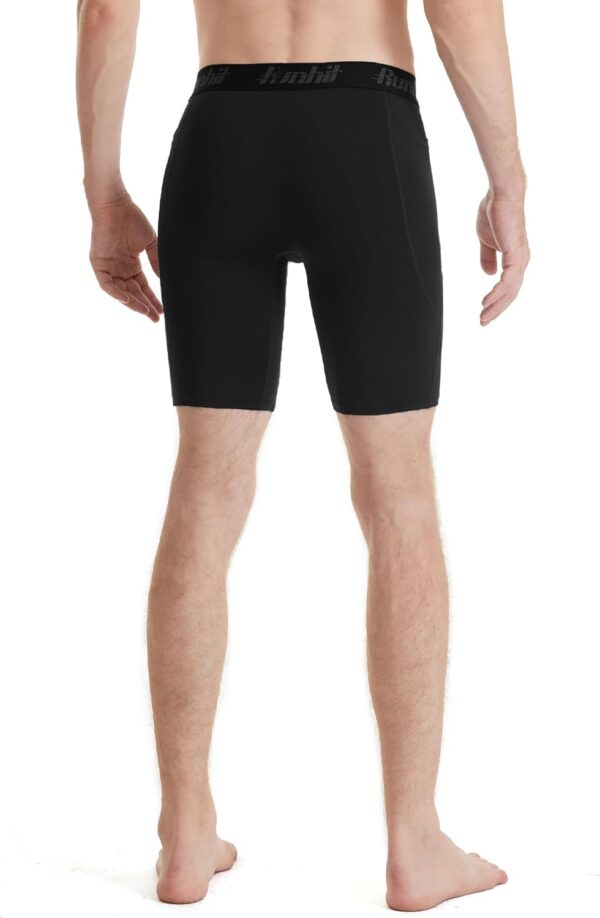 Runhit Men’s Compression Shorts with Pockets  9″ Performance Athletic Shorts for…